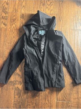 Nine West Black Hooded Utility Jacket